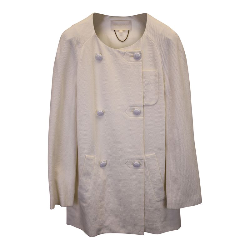 Vanessa Bruno Double-Breasted Peacoat In Cream Cotton